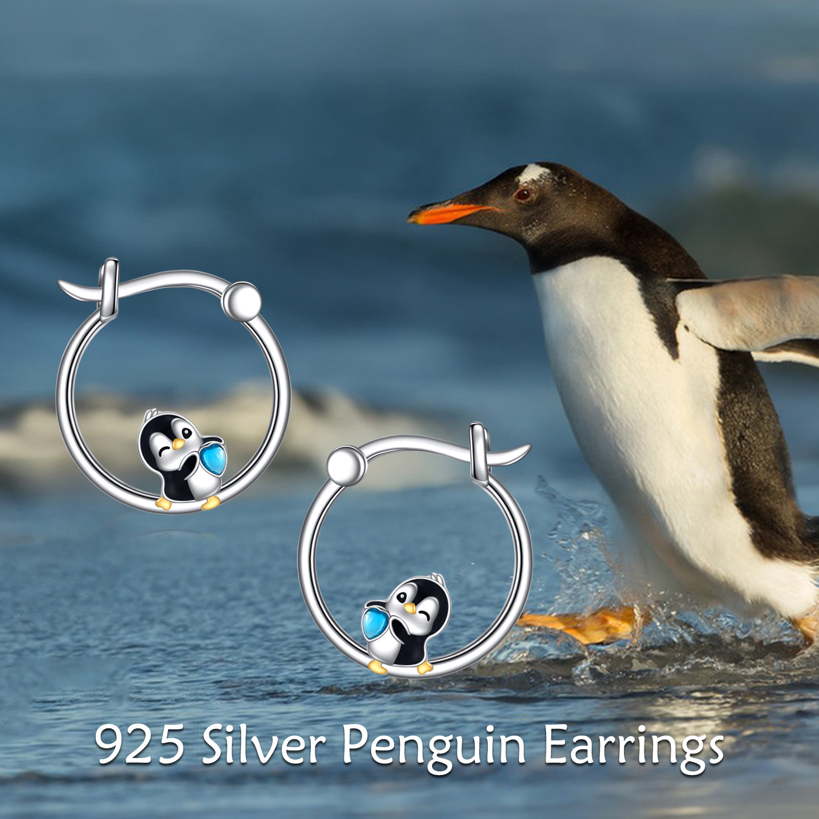 Women's Penguin Huggie Earrings, Cute Holiday Gift